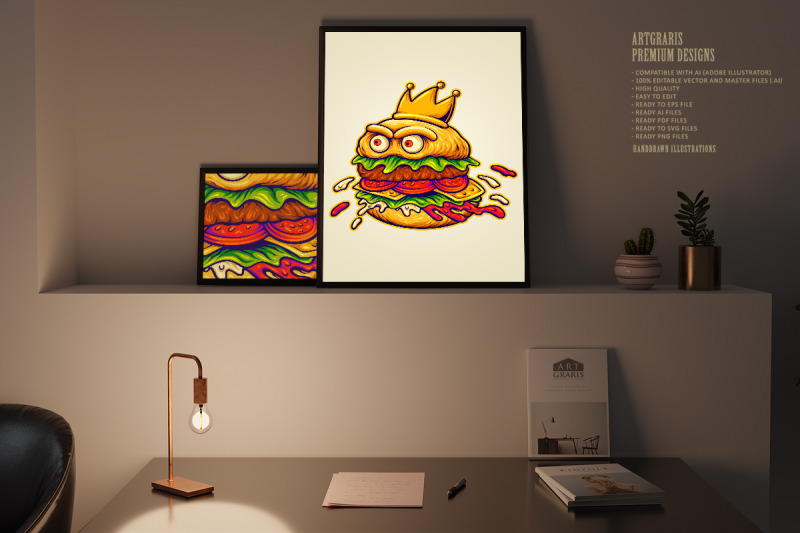 royal-hamburger-cartoon-with-fierce-eyes