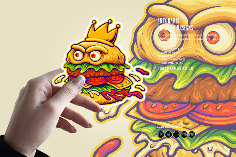 royal-hamburger-cartoon-with-fierce-eyes