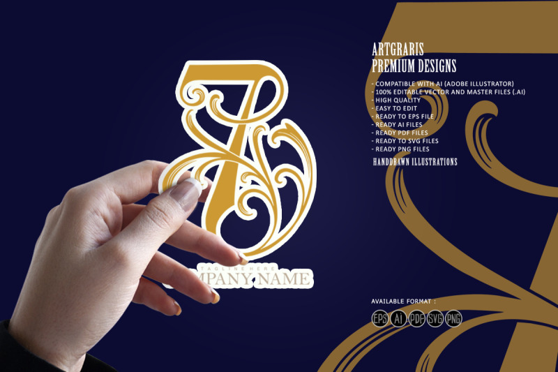 elegant-floral-gold-7-monogram-logo-design