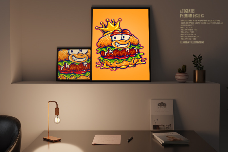 happy-burger-mascot-wearing-royal-crown-cartoon-style