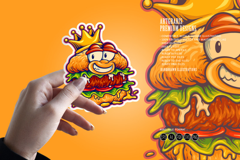 happy-burger-mascot-wearing-royal-crown-cartoon-style