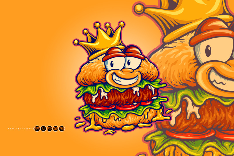 happy-burger-mascot-wearing-royal-crown-cartoon-style