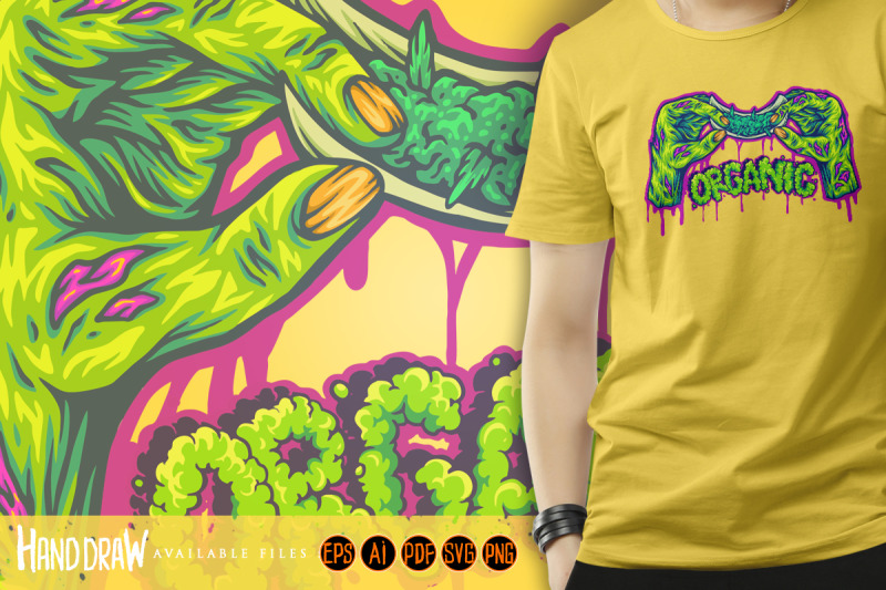undead-hands-preparing-weed-joint-with-grunge-organic-typography