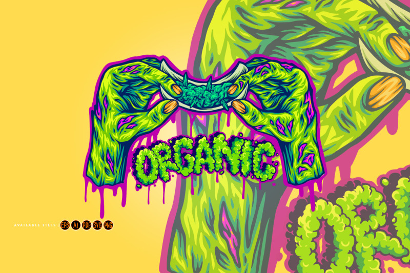 undead-hands-preparing-weed-joint-with-grunge-organic-typography