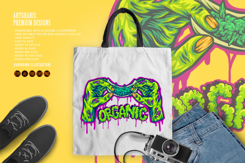 undead-hands-preparing-weed-joint-with-grunge-organic-typography