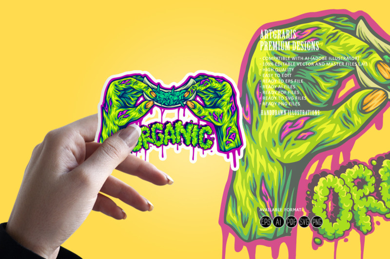 undead-hands-preparing-weed-joint-with-grunge-organic-typography