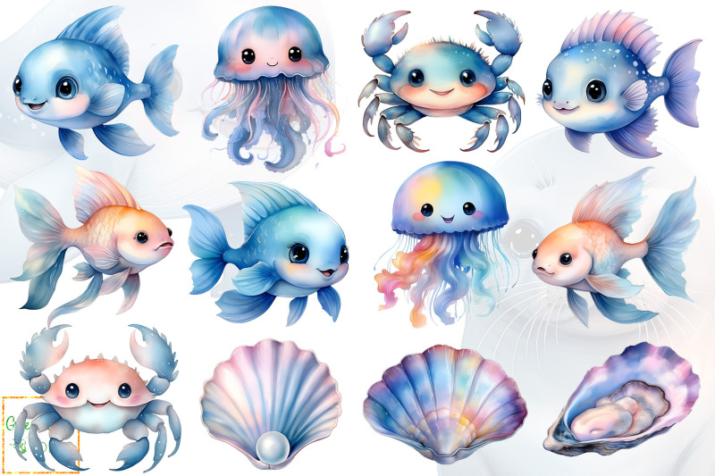 cute-sea-animals-clipart-ocean-creatures-graphics-watercolor-sealife