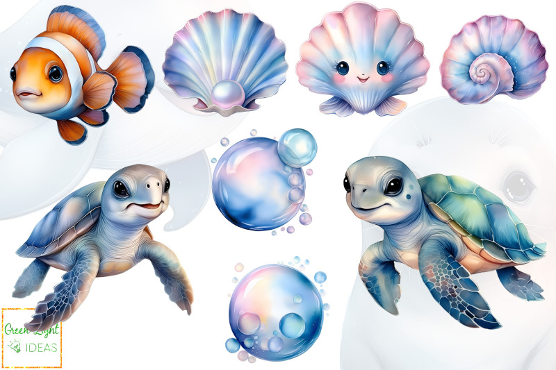 cute-sea-animals-clipart-ocean-creatures-graphics-watercolor-sealife