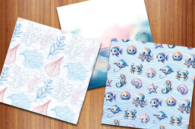 sea-animals-digital-papers-ocean-backgrounds-underwater-papers