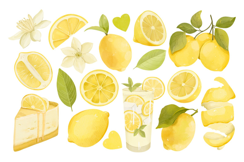 lemons-watercolor-clipart-seamless-pattern