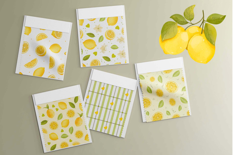 lemons-watercolor-clipart-seamless-pattern