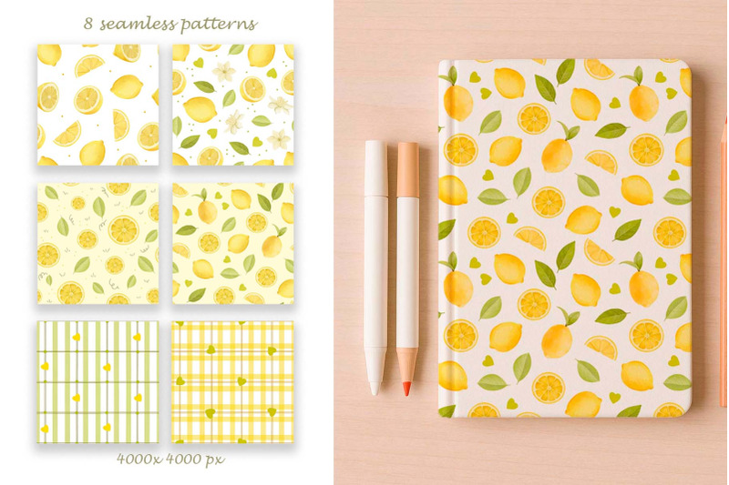 lemons-watercolor-clipart-seamless-pattern