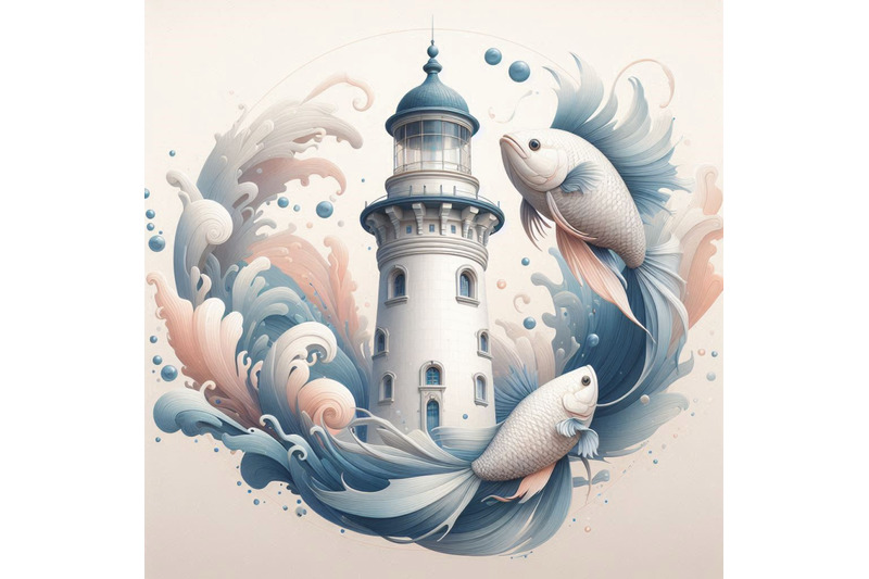 surreal-illustration-features-a-lighthouse-surrounded-by-swirling-wate
