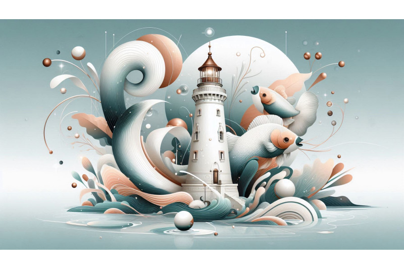 surreal-illustration-features-a-lighthouse-surrounded-by-swirling-wate