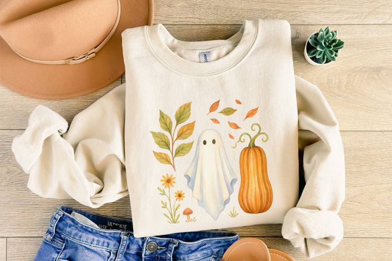 whimsical-ghost-png-fall-pumpkin-watercolor-png-autumn-wildflower-c
