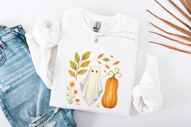 whimsical-ghost-png-fall-pumpkin-watercolor-png-autumn-wildflower-c