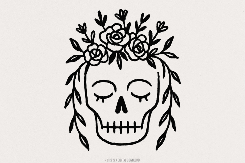 floral-skull-png-boho-botanical-skull-art-digital-download-hand-draw