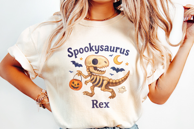 spookysaurus-rex-png-halloween-dinosaur-png-with-pumpkin-basket-ghost