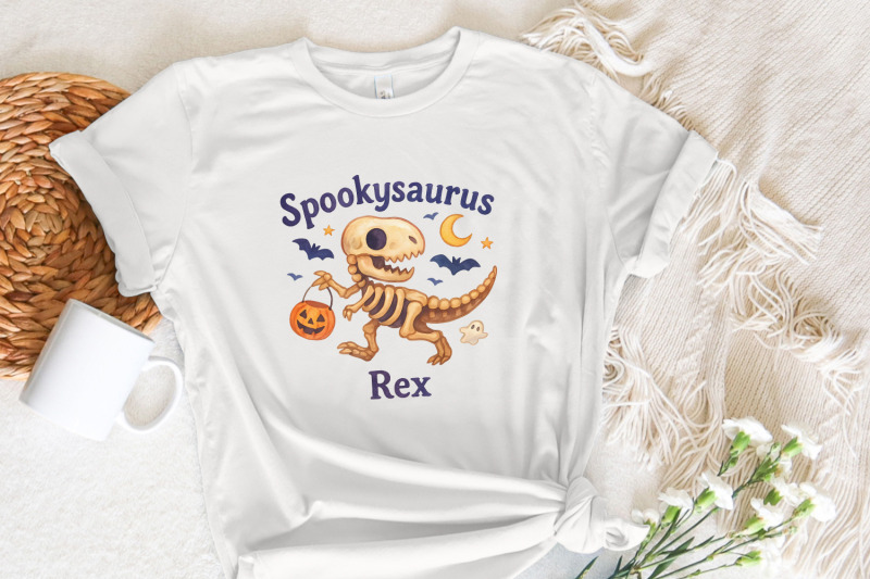 spookysaurus-rex-png-halloween-dinosaur-png-with-pumpkin-basket-ghost