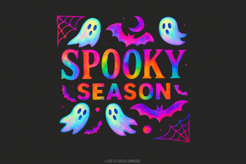 spooky-season-png-neon-halloween-ghost-bat-amp-web-png-vibrant-cute-s