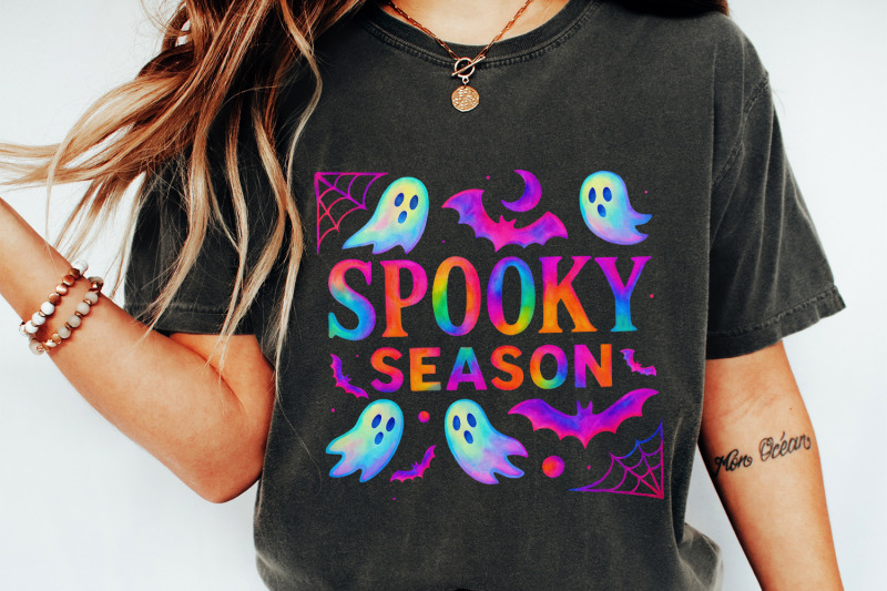 spooky-season-png-neon-halloween-ghost-bat-amp-web-png-vibrant-cute-s