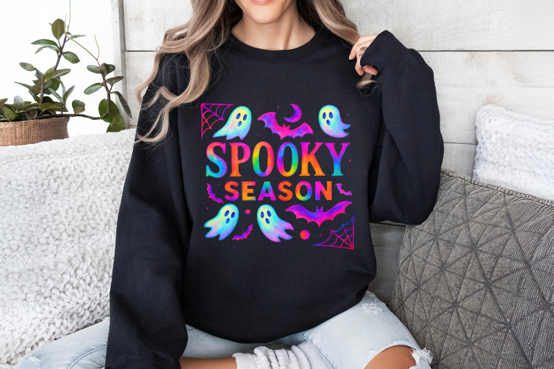 spooky-season-png-neon-halloween-ghost-bat-amp-web-png-vibrant-cute-s