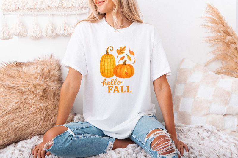 hello-fall-png-autumn-leaves-png-cozy-fall-decor-retro-fall-png-des