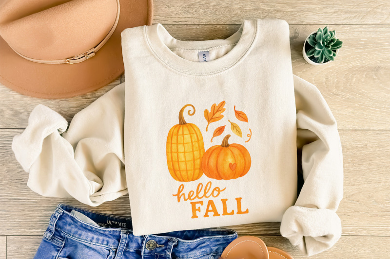 hello-fall-png-autumn-leaves-png-cozy-fall-decor-retro-fall-png-des
