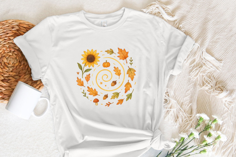 autumn-leaves-pumpkin-sunflower-png-cute-fall-acorn-mushroom-clipart
