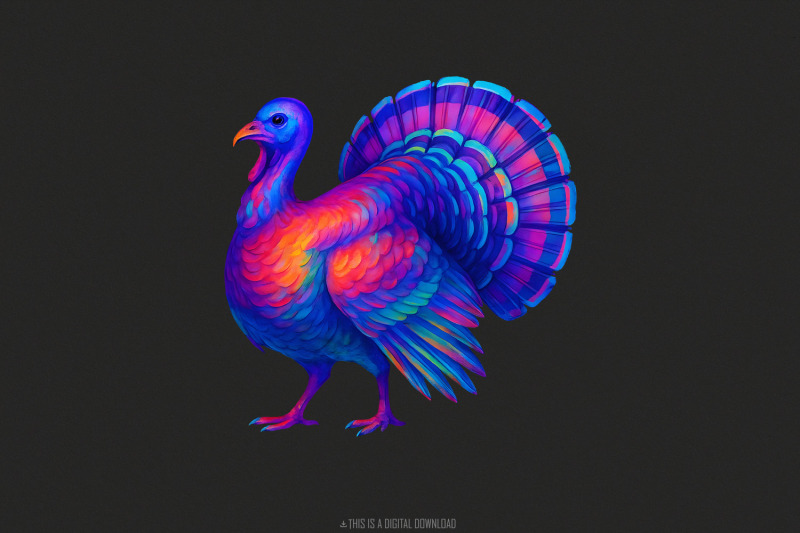 turkey-png-vibrant-rainbow-turkey-sublimation-digital-turkey-clipart