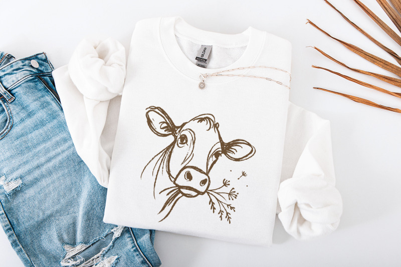 highland-cow-png-line-art-rustic-farm-animal-png-vintage-country-cow