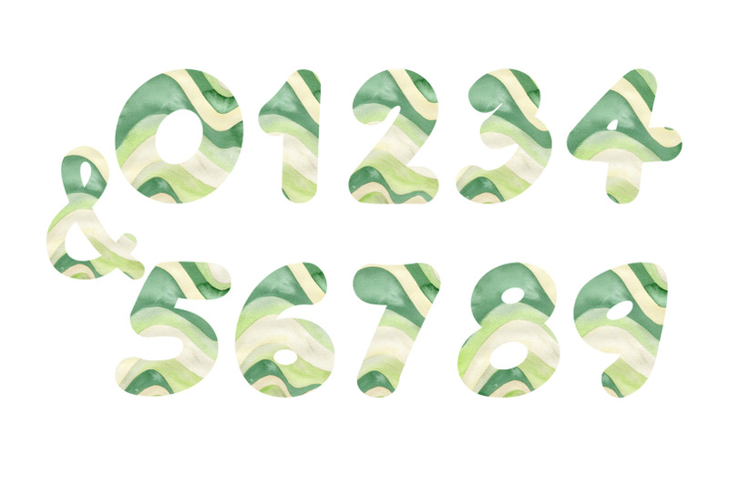 watercolor-green-waves-alphabet-clipart