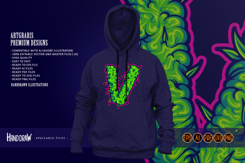 weed-leaf-shaped-v-monogram-with-bud-textures