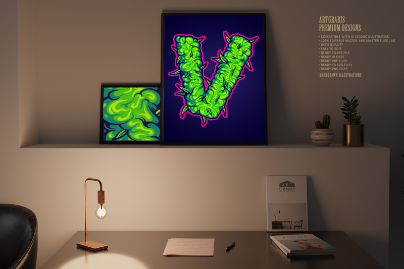 weed-leaf-shaped-v-monogram-with-bud-textures
