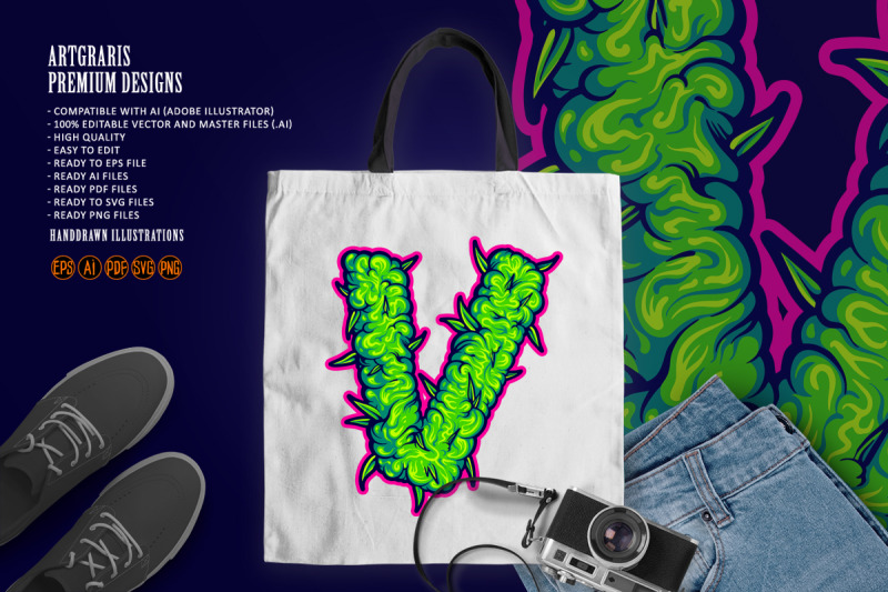 weed-leaf-shaped-v-monogram-with-bud-textures