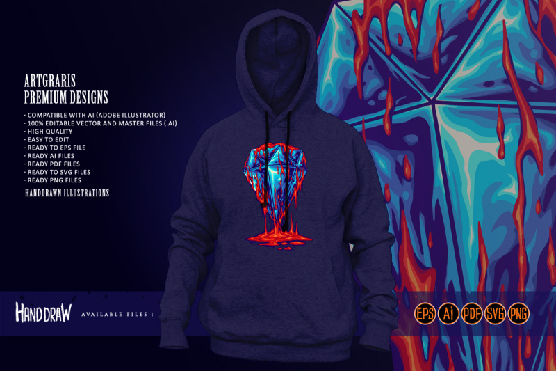 sparkling-blue-diamond-with-dripping-red-lava-effect