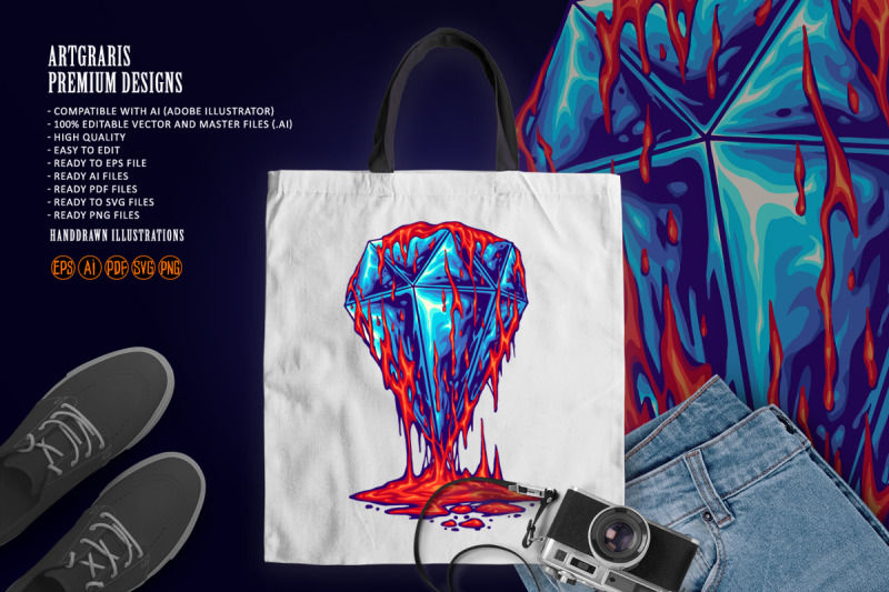 sparkling-blue-diamond-with-dripping-red-lava-effect