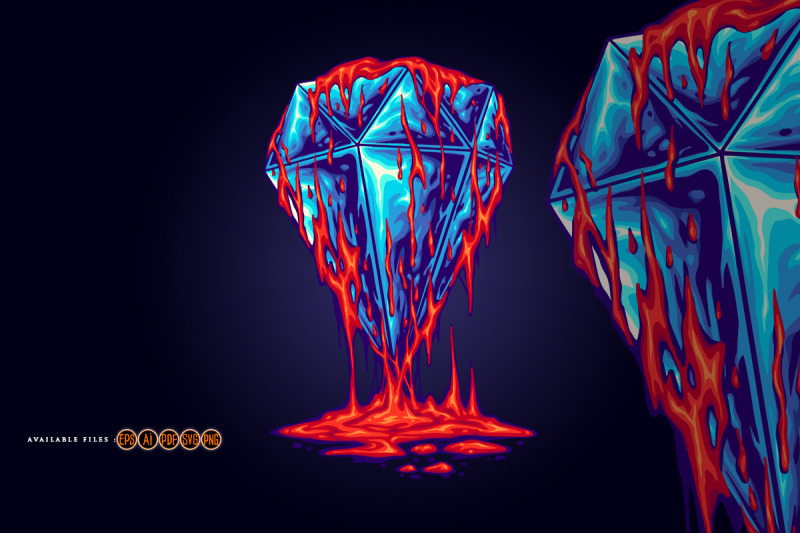 sparkling-blue-diamond-with-dripping-red-lava-effect