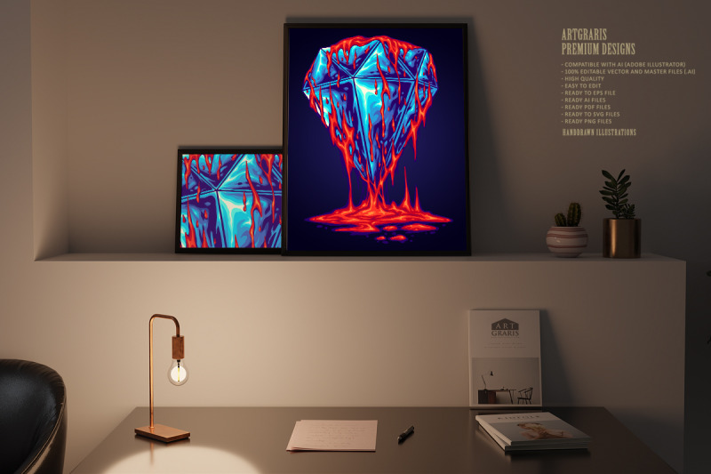 sparkling-blue-diamond-with-dripping-red-lava-effect