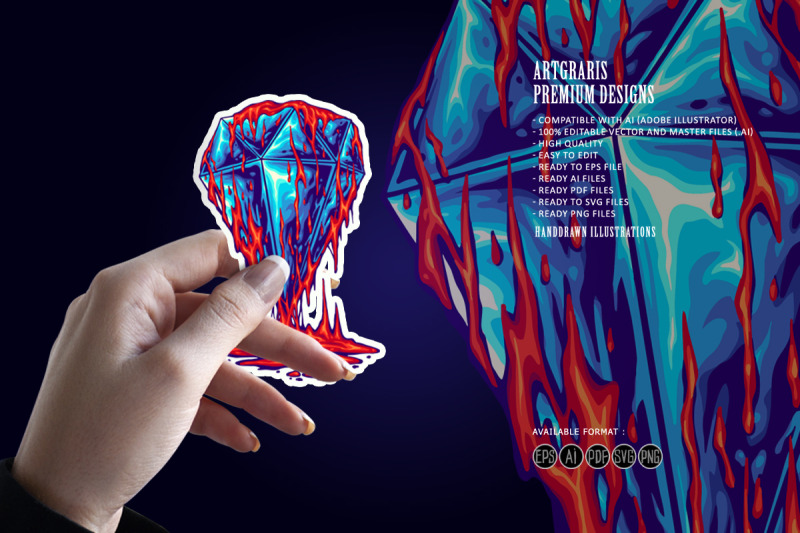 sparkling-blue-diamond-with-dripping-red-lava-effect