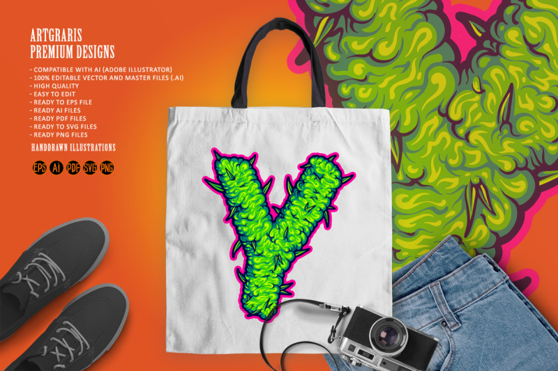 cannabis-themed-y-letter-logo-illustrations