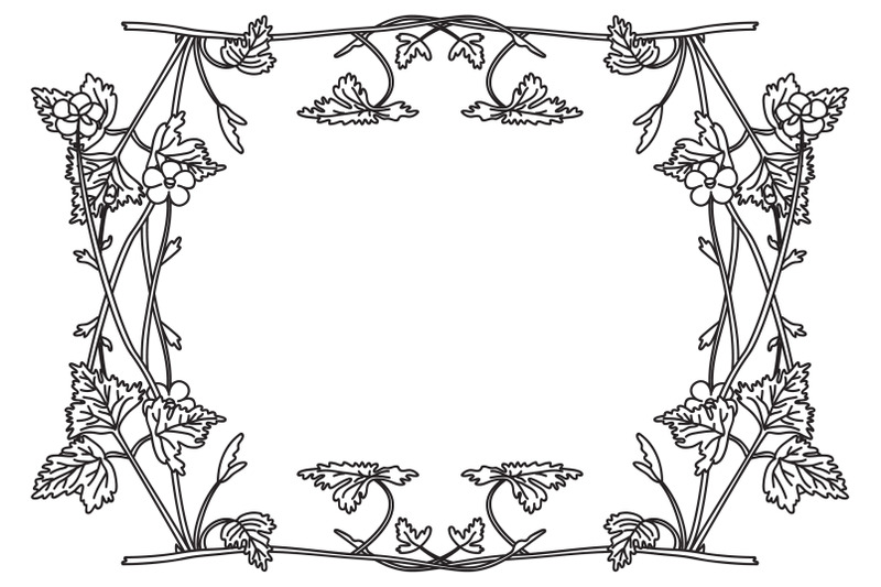 line-art-botanical-floral-frame-isolated-on-white-background-vector