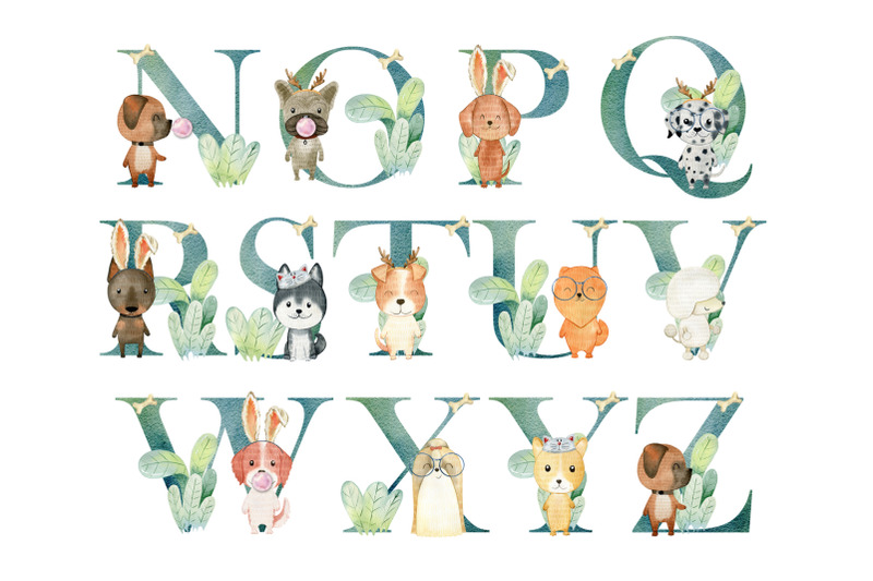 alphabet-with-watercolor-dogs