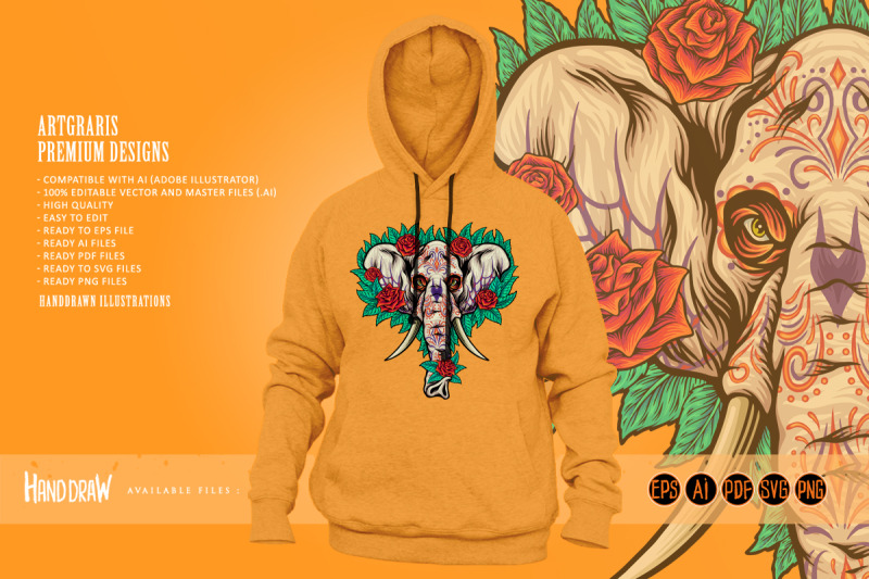 floral-elephant-skull-dia-de-los-muertos