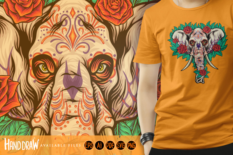 floral-elephant-skull-dia-de-los-muertos