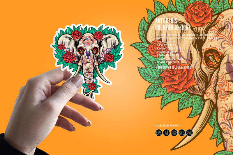 floral-elephant-skull-dia-de-los-muertos