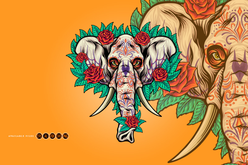 floral-elephant-skull-dia-de-los-muertos