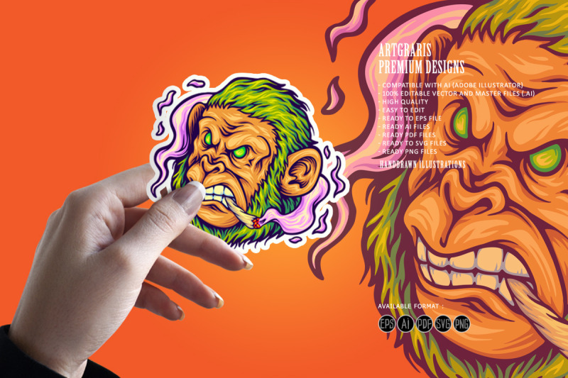 chill-cartoon-monkey-face-with-smoking-joint
