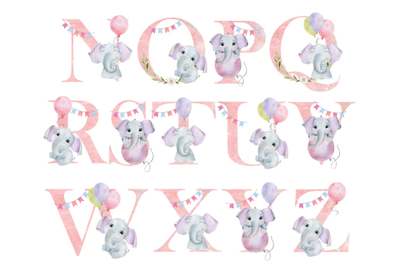 watercolor-alphabet-with-elephants