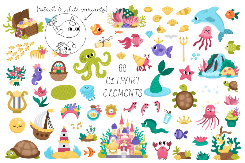 mermaid-tales-clipart-designs-backgrounds-and-patterns-collection